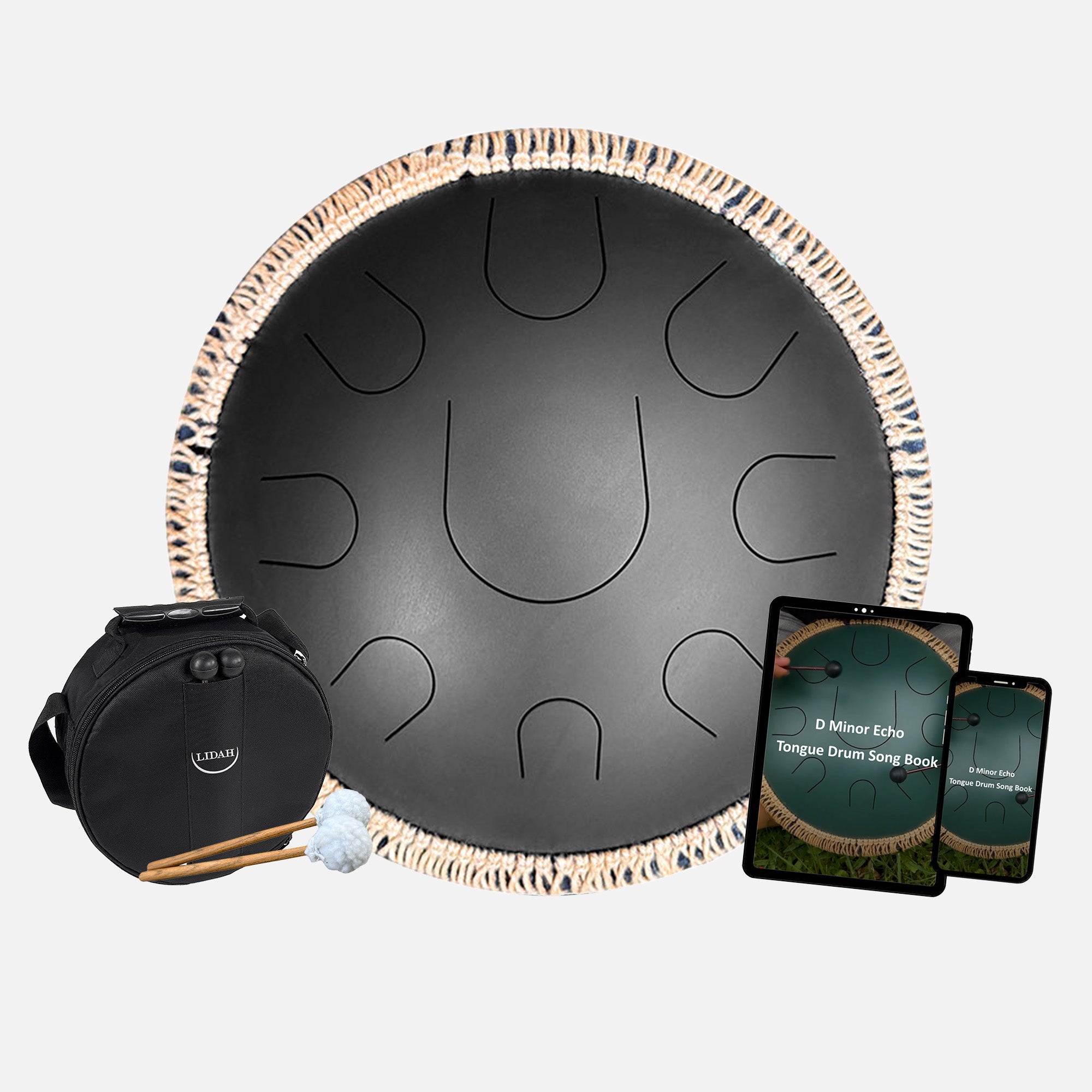 LIDAH® Steel Tongue Drum Echo Series Bundel Black