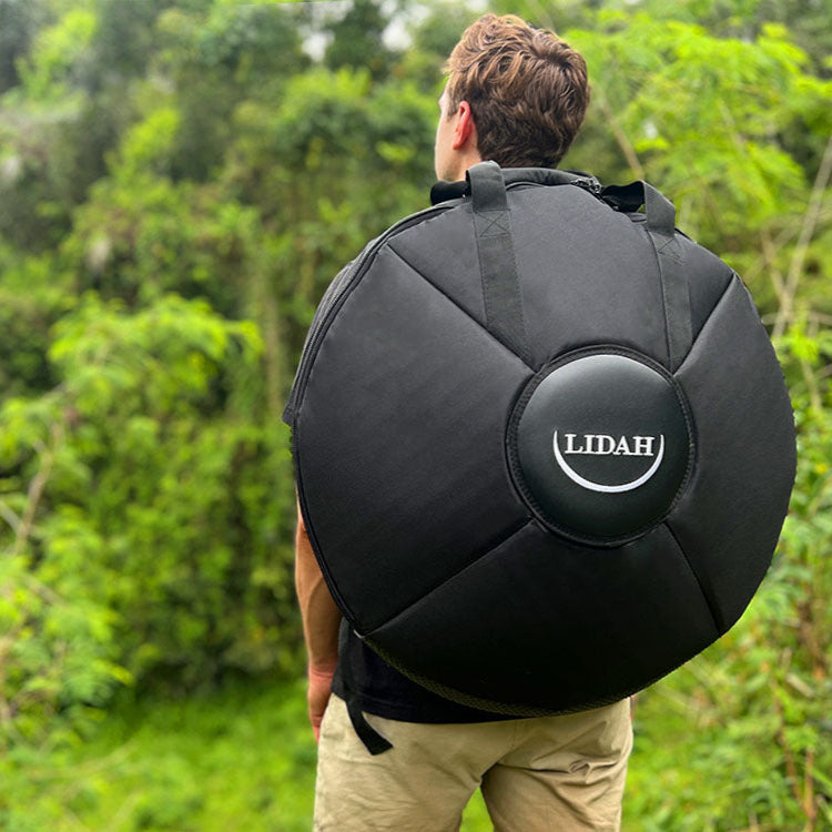 LIDAH Handpan Bag being worn on the back in Nature