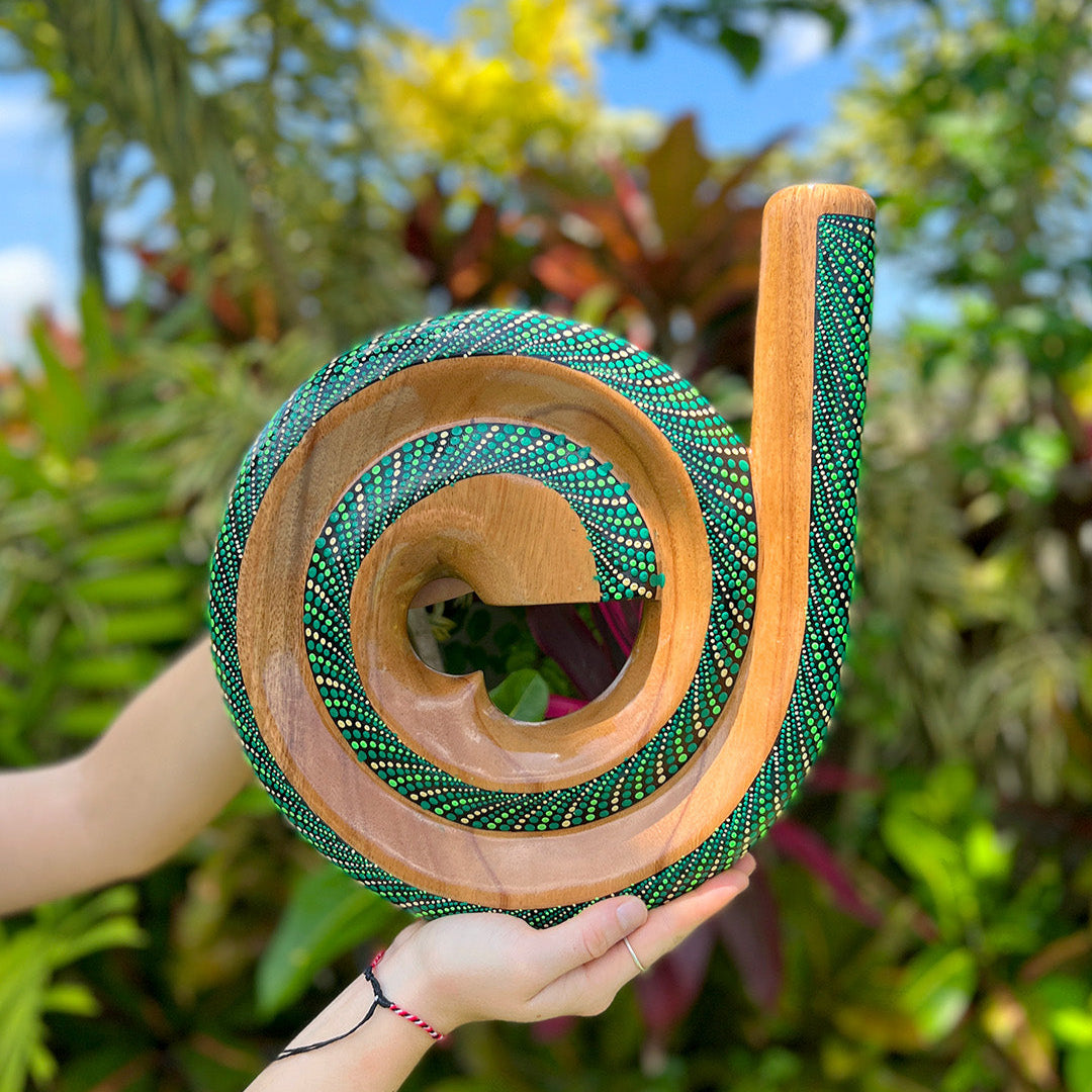 LIDAH® Spiral Didgeridoo handcrafted from teak wood