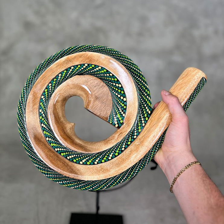 Green LIDAH® Spiral Didgeridoo Studio Image