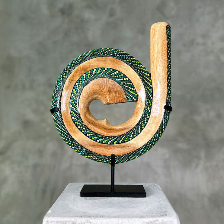Green LIDAH® Spiral Didgeridoo Studio Image With Stand
