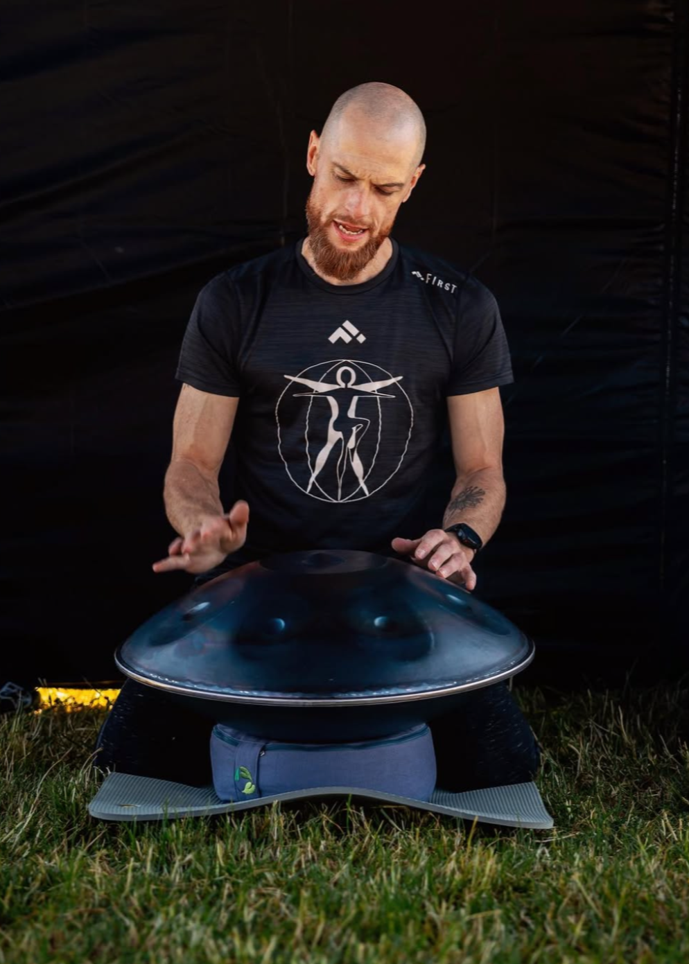 LIDAH Handpan being played by a man during breathwork session