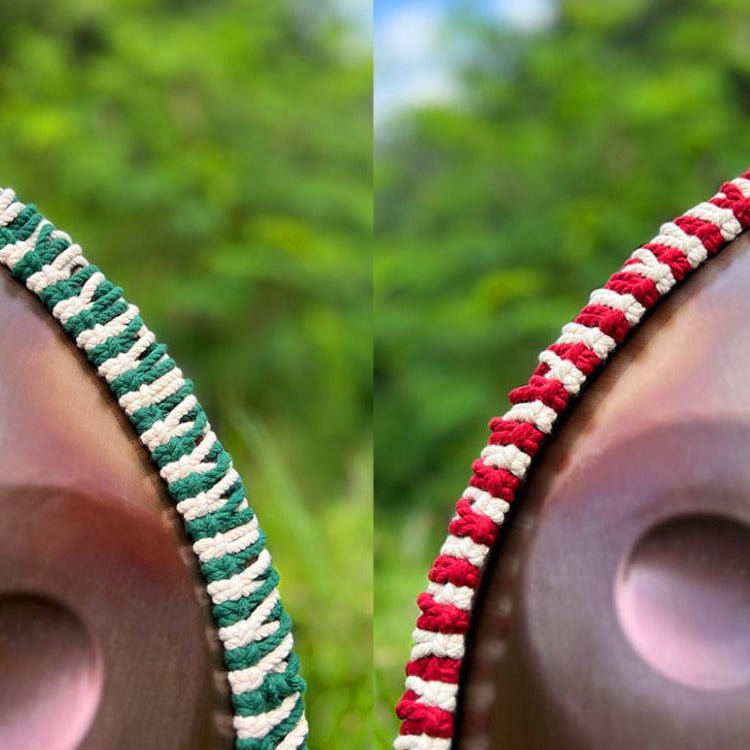 Groene en Rode Handpan-Touwen van LIDAH® rond twee handpannen