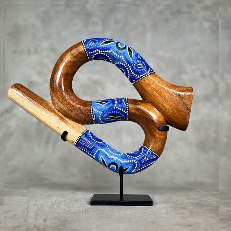 Blue LIDAH® Snake Didgeridoo Studio Picture WIth Stand