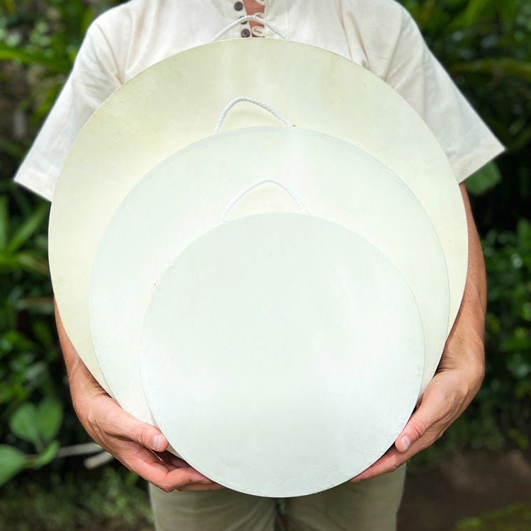 LIDAH® Ocean Drum handgemaakt van teakhout en geitenleer