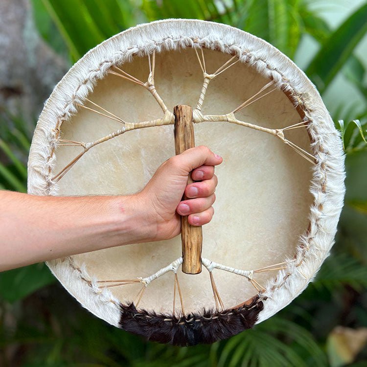 LIDAH® Sjamanendrum handgemaakt van teakhout en geitenleer